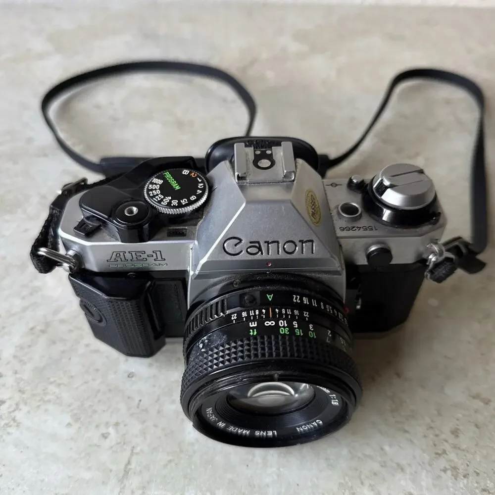 Canon AE 1 Program 35mm Film Camera w/ 50mm F1.1.8 Lens
